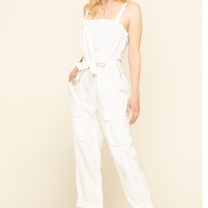 Free People White Utility Jumpsuit Sz S NWOT